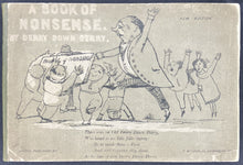Load image into Gallery viewer, Front view of A Book of Nonsense showing original green cloth-backed stiff gray lithographed wrappers