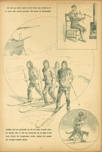 Load image into Gallery viewer, Internal page displaying a high-contrast black and white lithographic scene of polar travel and equipment