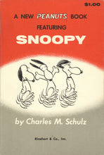 Load image into Gallery viewer, Front cover of the book A New Peanuts Book Featuring Snoopy, showing a color pictorial illustration of Snoopy on stiff paper wrappers.