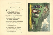 Load image into Gallery viewer, Open page spread showcasing the verse typography alongside full-page hand-colored engraving of Switzerland