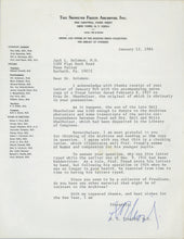 Load image into Gallery viewer, Full view of the accompanying 1984 Typed Letter Signed by Dr. Kurt R. Eissler on The Sigmund Freud Archives letterhead