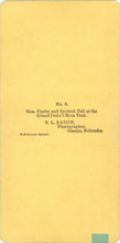 Load image into Gallery viewer, Full view of the reverse side of the yellow card mount displaying the printed Eaton photographer imprint and Powers operator credit
