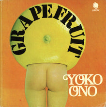 Load image into Gallery viewer, Front outer wrapper of Yoko Ono's Grapefruit, showing the square 24mo pictorial design conflated with her 1966 avant-garde film "Bottoms."