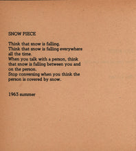 Load image into Gallery viewer, Clean internal text layout displaying an example of one of Ono's Fluxus-style performance instruction pieces.