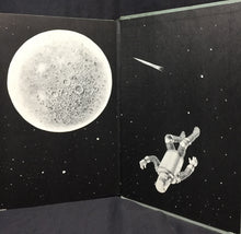 Load image into Gallery viewer, Two Original Space-Themed Graphite, Pen and Ink Drawings by William Pene du Bois Used as the Dust Jacket and Endpapers for "Moon Ahead" by Leslie ...