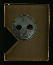 Load image into Gallery viewer, Underside of the box lid demonstrating the intact metal housing, viewing lenses, and attached mechanical crank