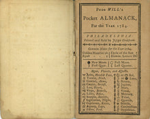 Load image into Gallery viewer, Poor Will's Pocket Almanack, for the Year 1784