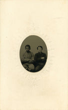 Load image into Gallery viewer, Mint Condition Tintype Portrait of Two Young Boys, One African American and One White, Sitting Side by Side With Arms Crossed