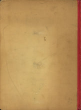 Load image into Gallery viewer, Rear paper-covered board showing uniform age-toning and moderate scattered soiling, bound with a red cloth spine.