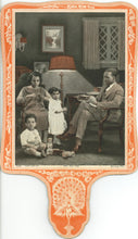 Load image into Gallery viewer, Circa 1930 Cardboard Church Fan "Home Sweet Home" Featuring an African-American Family in their Home (code no. 7320)