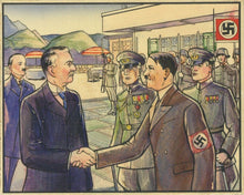 Load image into Gallery viewer, Full view of the horizontally oriented 1938 Horrors of War card 286 hand-painted artwork