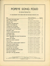 Load image into Gallery viewer, Popeye Song Folio: 24 Complete and Original Songs and Cartoons Including "I'm Popeye the Sailor"