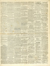 Load image into Gallery viewer, Wide view of the page three columns showing the dense, multi-column mix of news stories and period advertisements for 1836