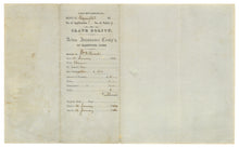 Load image into Gallery viewer, Document back panel showing the original handwritten docketing text and folding lines
