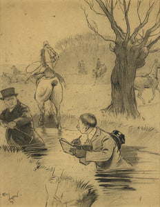 Original Ink and Graphite Drawing by Cecil Aldin