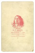Load image into Gallery viewer, Full view of the reverse side of the cabinet card showing the printed engraving of Chief Gall and the West Superior imprint
