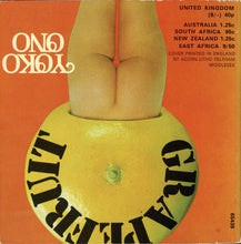 Load image into Gallery viewer, Rear outer wrapper featuring an orange background with a bold black circular title motif arching around a grapefruit  with a photographic image of a human subject's backside, conflating the aesthetics of Yoko Ono's 1966 film Bottoms with the books title.
