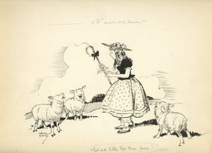 Original Pen and Ink Drawing by Tony Sarg Captioned "What Did Bo Peep Loose?" Published in Parents' Magazine