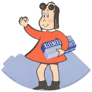 Lot of Five 1950s Little LuLu and Kleenex-Related Marketing Items Including a Store Sign Promoting In-Store Premiums