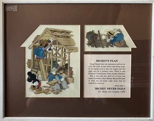 Two Original Hand-Painted Production Cels From the Walt Disney Studio Illustrated D. C. Heath Book "Mickey Never Fails"