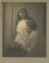 Load image into Gallery viewer, Gertrude Kasebier (1852-1934): Mother and Daughter With Potted Bulb; Platinum Print, Circa 1910
