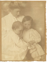 Load image into Gallery viewer, Gertrude Kasebier (1852-1934): Mother and Daughter With Potted Bulb; Platinum Print, Circa 1910
