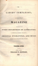 Load image into Gallery viewer, Open page showing the title page from Volume XVIII of the Ladies' Companion
