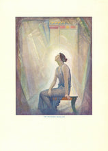 Load image into Gallery viewer, Plate 7 (The Mourning Penelope): Color illustration of a sorrowful Queen Penelope seated alone within the palace of Ithaca, mourning her long-absent husband.
