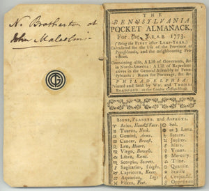 The Pennsylvania Pocket Almanack, For the Year 1773. (Being the First after Leap-Year.) Calculated for the Use of the Province of Pennsylvania, ...