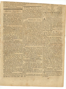 Death Notice for Phillis Peters, Formerly Phillis Wheatley, Printed in the Massachusetts Centinel, Wednesday, December 8, 1784 [No. 23, Vol. 11]