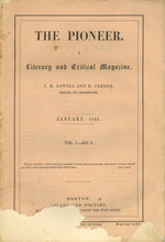 Load image into Gallery viewer, The Pioneer. A Literary and Critical Magazine. Vol. I -- No. I, Vol. I -- No. II and Vol. I -- No. III; Three Issues Being the Magazines Complete Run
