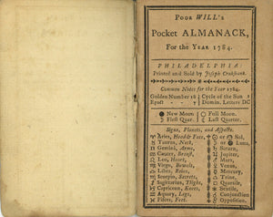 Poor Will's Pocket Almanack, for the Year 1784