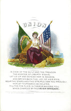 Load image into Gallery viewer, Hand-Colored Proof Card for the Patriotic Cover &quot;Union . . . the Irish Brigade&quot; by F. K. Kimmel; Together With a Copy of the Associated Cover
