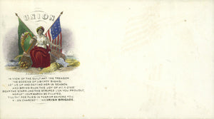 Hand-Colored Proof Card for the Patriotic Cover "Union . . . the Irish Brigade" by F. K. Kimmel; Together With a Copy of the Associated Cover