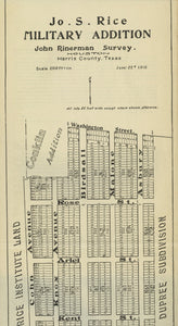 Abstract of Title to Rice Military and Woodcrest Additions to the City of Houston