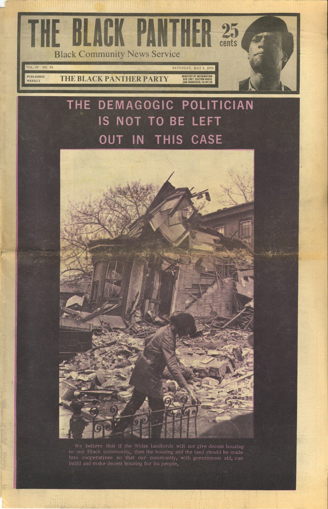 The Black Panther Black Community News Service, Vol. IV, No. 22, Saturday, May 9, 1970