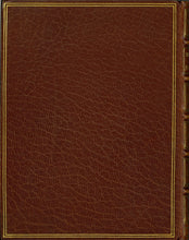 Load image into Gallery viewer, Full view of the back cover of the brown morocco Cosway binding featuring a central circular portrait miniature of Robert Browning under glass with radiating gilt lines
