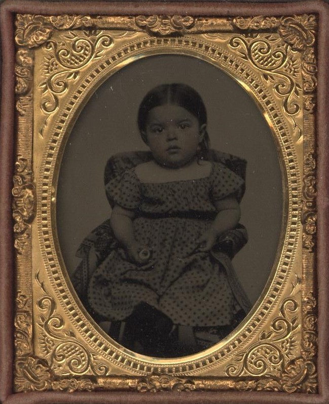 A Superb, Crystal Clear, Ninth Plate Ambrotype Photograph of a Cute Toddler, with Subtle Hand-Tinting to the Cheeks