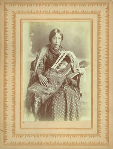 Albumen Photograph of a Young Kaw Woman and her Papoose, by J. B. Drake, Ponka City, Oklahoma Territory, circa 1890