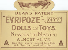 Load image into Gallery viewer, Dean&#39;s Patent &quot;Evripoze&quot;-Jointed Dolls and Toys Retail Showcard
