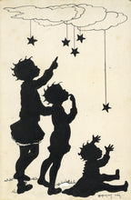 Load image into Gallery viewer, Original Pen and Ink Drawing Featuring Three African American Children in Silhouette
