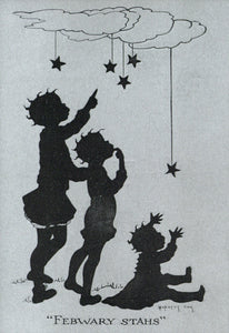 Original Pen and Ink Drawing Featuring Three African American Children in Silhouette