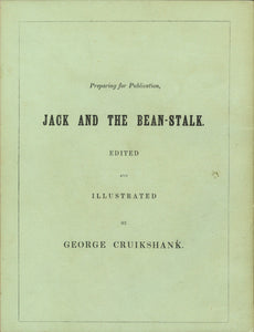 Hop-O'My-Thumb and the Seven-League Boots (George Cruikshank's Fairy Library No. 1) Inscribed by Cruikshank in the Year of Publication