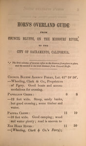 Horn's Overland Guide, from the U. S. Indian Sub-Agency, Council Bluffs, on the Missouri River, to the City of Sacramento, in California