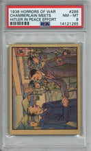 Load image into Gallery viewer, Original Pen, Ink and Watercolor Artwork for Gum, Inc.&#39;s 1938 Horrors of War Card #286: &quot;Chamberlain Meets Hitler in Peace Effort;&quot; Sold with a PSA...

