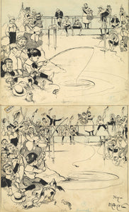 Six Original Pen and Ink Drawings by "Hy" Mayer That Were Published in St. Nicholas Magazine