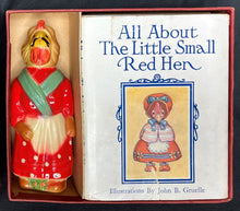 Load image into Gallery viewer, The Little Red Hen Gift Box: Little Red Hen Herself and Three Popular Books for Kiddies; Complete With Mint Condition Celluloid Rattle Toy as Issued
