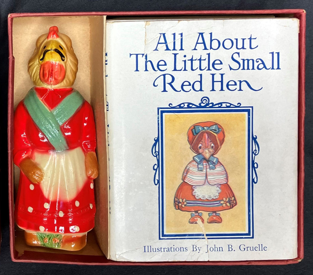 The Little Red Hen Gift Box: Little Red Hen Herself and Three Popular Books for Kiddies; Complete With Mint Condition Celluloid Rattle Toy as Issued