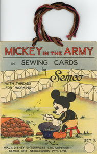 Mickey at Sea: Set 1; Airman Mickey: Set 2; Mickey in the Army: Set 3 [Three Mickey Mouse Military Theme Sewing Card Sets]