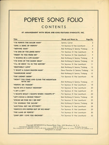 Popeye Song Folio: 24 Complete and Original Songs and Cartoons Including "I'm Popeye the Sailor"